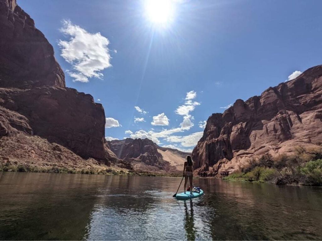 Jet boat backhaul shuttle with kayaks on the Colorado River